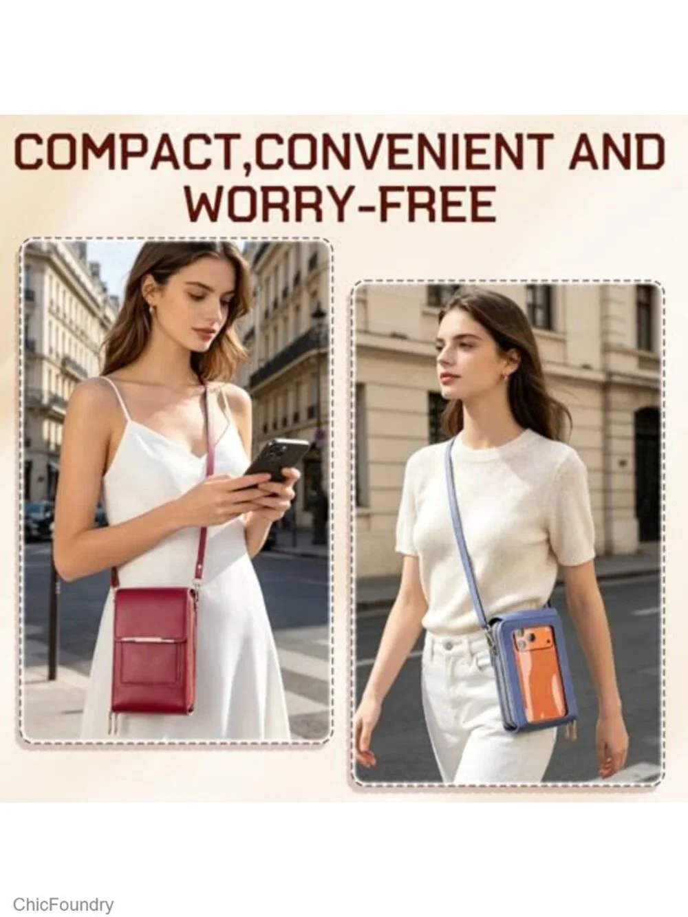 PU Leather Phone Messenger Bag Crossbody Wallet RFID Touch Screen Anti-Theft